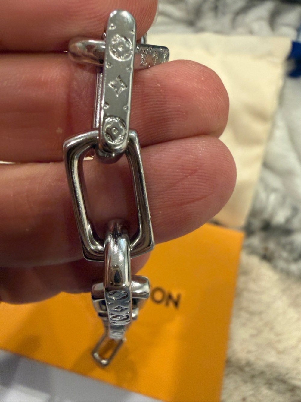 Louis Vuitton Silver-Tone Signature Link Bracelet - Picture 2 of 6